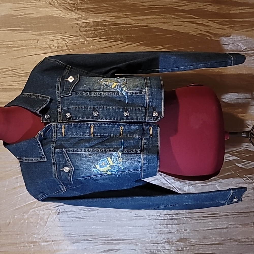 Gazoz Jean Jacket Bird and Flower Embroidered